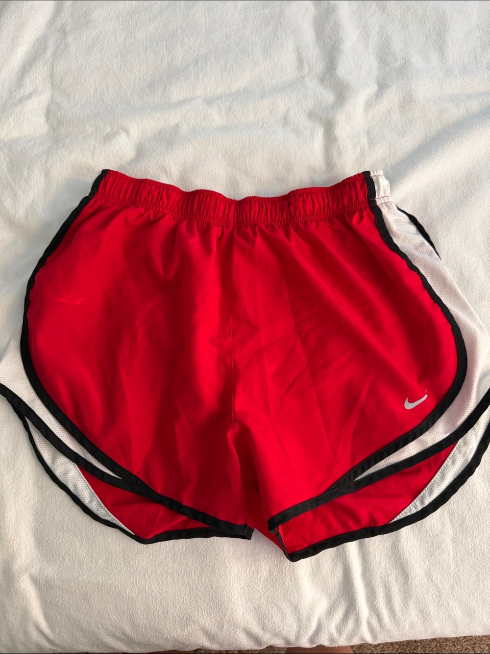 Nike Women's Red Athletic Running Shorts with Black Trim